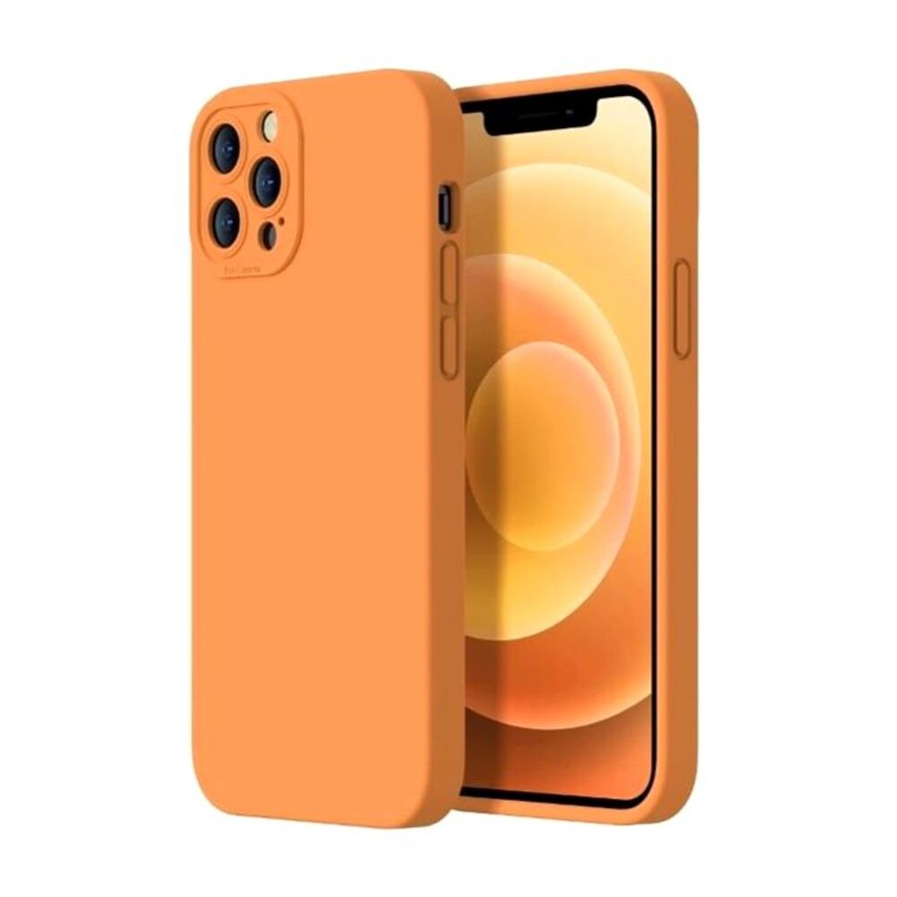 For iPhone 15 Plus Silicone Case Camera Protection Full Body Anti-Shock Orange